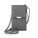 Summer Women Phone Shoulder Bag PU Leather Money Wallet Mini Chain Mobile Crossbody Bag(Gray)