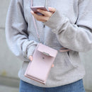 Summer Women Phone Shoulder Bag PU Leather Money Wallet Mini Chain Mobile Crossbody Bag(Gray)