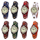 Leather Retro Bronze Small Dial Quartz Watch for Women(white)