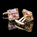 SAVOYSHI Luxury gold gemstone cufflinks men and women French cufflinks(Gold)