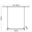 120-200cm Telescopic Drying Rack Outdoor Calcony Storage Shelf Stainless Steel Hanger Single Rod Clothes Rack(Silver)