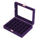 Jewelry Box 20x15 x 4.5cm Jewelry Tray Holder Storage Jewelry Organizer 24 Grids Ring Ear Studs Jewelry Box(Purple)