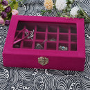 Jewelry Box 20x15 x 4.5cm Jewelry Tray Holder Storage Jewelry Organizer 24 Grids Ring Ear Studs Jewelry Box(Purple)