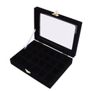 Jewelry Box 20x15 x 4.5cm Jewelry Tray Holder Storage Jewelry Organizer 24 Grids Ring Ear Studs Jewelry Box(Black)