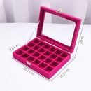 Jewelry Box 20x15 x 4.5cm Jewelry Tray Holder Storage Jewelry Organizer 24 Grids Ring Ear Studs Jewelry Box(Rose Red)