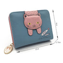 Women Cute Cat Wallet Small Zipper Girl Wallet Coin Purse(Black)