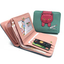 Women Cute Cat Wallet Small Zipper Girl Wallet Coin Purse(Black)