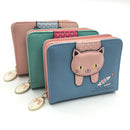 Women Cute Cat Wallet Small Zipper Girl Wallet Coin Purse(Green)