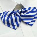Women Professional Bow Tie Striped Polyester Bow-knot Bow Tie(H13 White Blue)