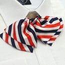 Women Professional Bow Tie Striped Polyester Bow-knot Bow Tie(H18 Red Blue Black)