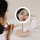 MUID Travel Beauty Makeup Mirror LED Light Fill Light Desktop Makeup Mirror(Smoke Pink)