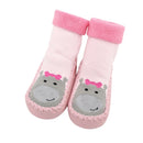Autumn And Winter Thickened Terry Baby Shoes And Socks Children's Non-slip Soft Bottom Floor Socks, Size:Base Length 14 CM(Pink Hippo)