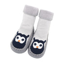 Autumn And Winter Thickened Terry Baby Shoes And Socks Children's Non-slip Soft Bottom Floor Socks, Size:Base Length 14 CM(Gray Owl)