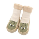 Autumn And Winter Thickened Terry Baby Shoes And Socks Children's Non-slip Soft Bottom Floor Socks, Size:Base Length 14 CM(Khaki Cat)