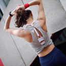 Sexy Backless Running Vest Sleeveless Yoga Gym Sports Quick Dry Breathable T-Shirt, Size:M(Light Gray)
