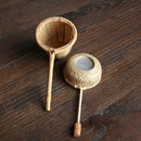 Bamboo Woven Creative Filter Reusable Filter Tea Colander Gadget, Style:Rattan Tea Drain with Handle