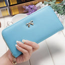 Women Long Wallet Zipper Phone Bag Korean Bow Multi-card Purse(Light Blue)