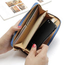 Women Long Wallet Zipper Phone Bag Korean Bow Multi-card Purse(Light Blue)