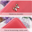 Women Long Wallet Zipper Phone Bag Korean Bow Multi-card Purse(Light Blue)