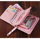 Cartoon Cat Cute Lady Wallet Card Pocket Coin Purse(Royal Blue)