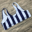 Ladies Sexy High Waist Striped Bikini Suit Swimsuit(M)