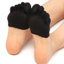 Women Invisible Non-slip Toe Socks Five Finger Socks(Black Full Toe)