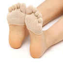 Women Invisible Non-slip Toe Socks Five Finger Socks(Khaki Full Toe)
