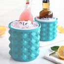 Outdoor Round Ice Bucket Bar with Lid Double Champagne Red Wine Beer Barrel, Size:S(Light Blue)