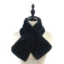 Women Winter Thicken Plush Faux Rabbit Fur Scarf Solid Color Warmer Neckerchief, Size:96 x 15cm(Black)