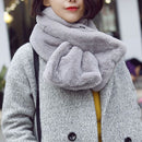 Women Winter Thicken Plush Faux Rabbit Fur Scarf Solid Color Warmer Neckerchief, Size:96 x 15cm(Black)
