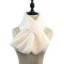 Women Winter Thicken Plush Faux Rabbit Fur Scarf Solid Color Warmer Neckerchief, Size:96 x 15cm(White)