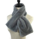 Women Winter Thicken Plush Faux Rabbit Fur Scarf Solid Color Warmer Neckerchief, Size:96 x 15cm(Gray)