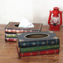 Retro Hand Drawn Book Style Tissue Box Case(Blue)