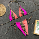 2 PCS Triangle Leopard Bikinis Neon Sexy Swimwear String Push Up Bikini Set, Size:S(Orange)