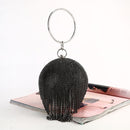 Diamond Tassel Women Party Metal Crystal Clutches Evening Bags Wedding Bag Bridal Shoulder Handbag(Black Crystal Bag)
