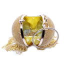 Diamond Tassel Women Party Metal Crystal Clutches Evening Bags Wedding Bag Bridal Shoulder Handbag(Gold Crystal Bag)
