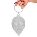 Diamond Tassel Women Party Metal Crystal Clutches Evening Bags Wedding Bag Bridal Shoulder Handbag(Silver Crystal Bag)
