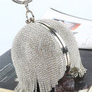 Diamond Tassel Women Party Metal Crystal Clutches Evening Bags Wedding Bag Bridal Shoulder Handbag(Silver Crystal Bag)