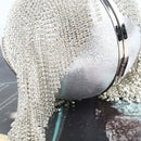Diamond Tassel Women Party Metal Crystal Clutches Evening Bags Wedding Bag Bridal Shoulder Handbag(Silver Crystal Bag)
