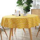 Polyester Cotton Round Tablecloth Dust-proof Cotton and Linen Printing Tablecloth, Diameter:120cm(Yellow Rice)