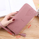 Ladies Long Wrist Bag Multifunction Zipper Large Capacity Clutch Bag Wallet(Light Green)
