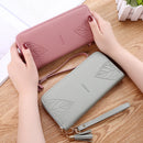 Ladies Long Wrist Bag Multifunction Zipper Large Capacity Clutch Bag Wallet(Light Green)