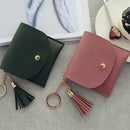 Fashion Women Wallet Short Leather Mini Casual ID Card Holders Bags Ladies Coin Clutch Tassel Bag(Black)