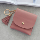 Fashion Women Wallet Short Leather Mini Casual ID Card Holders Bags Ladies Coin Clutch Tassel Bag(Dark Pink)