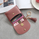 Fashion Women Wallet Short Leather Mini Casual ID Card Holders Bags Ladies Coin Clutch Tassel Bag(Dark Pink)