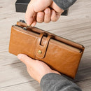 Ladies Genuine Leather Long Wallet Anti-theft Card Bag Multifunctional Clutch Bag(Black)