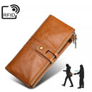 Ladies Genuine Leather Long Wallet Anti-theft Card Bag Multifunctional Clutch Bag(Black)