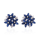 Fashion Zircon Rhinestone 3 Flower Stud Earrings for Women Jewelry, Metal Color:black