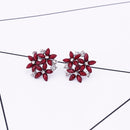 Fashion Zircon Rhinestone 3 Flower Stud Earrings for Women Jewelry, Metal Color:black