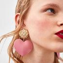 Peach Heart Earrings Retro Series Acrylic Stud Earrings for Women(Blue)